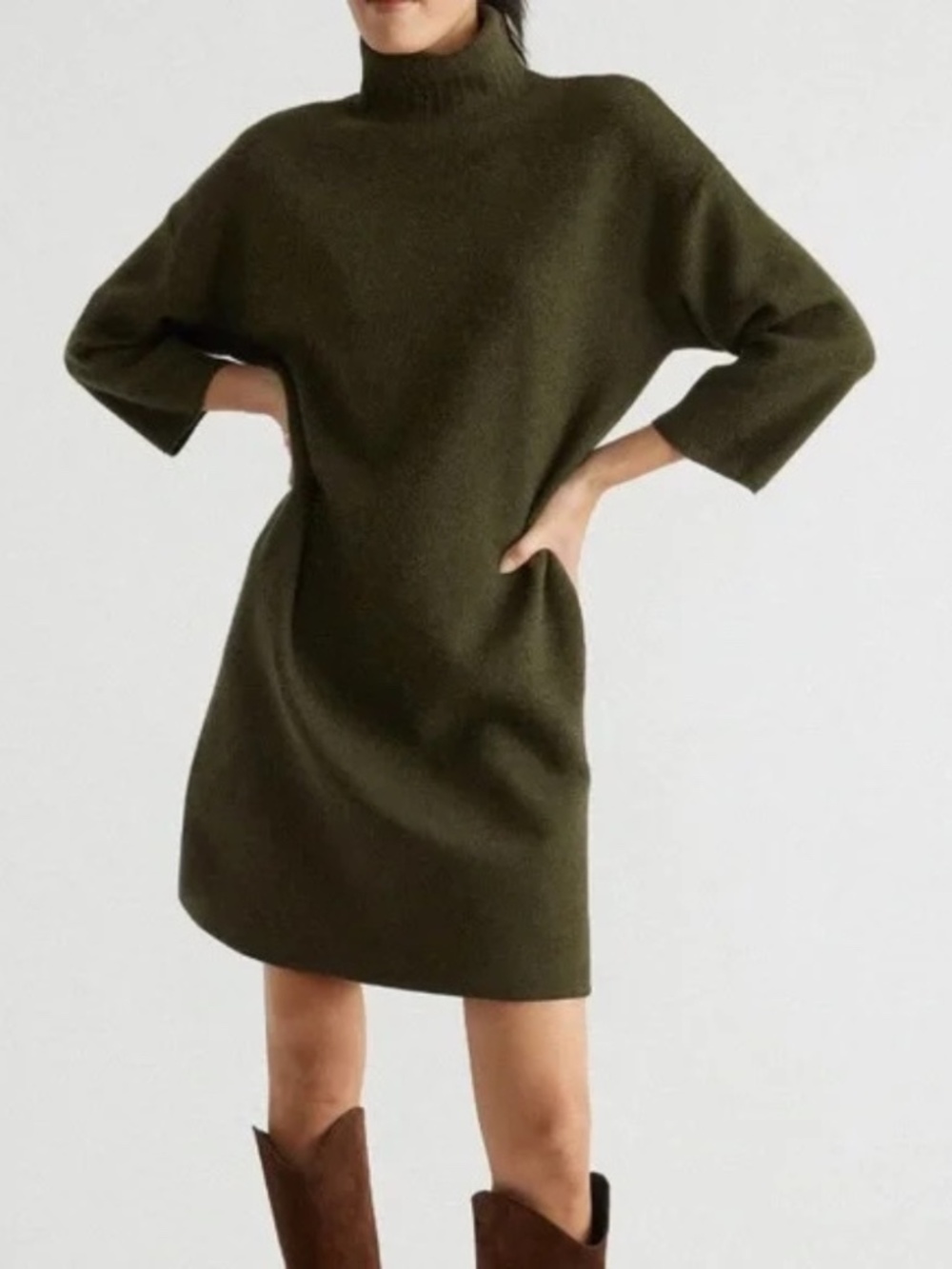 Tuckernuck Pomander Place Vivianne Turtleneck Sweater Dress in Green